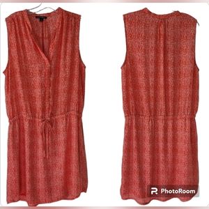 Hilary Radley Sleeveless Tunic Drawsting Waist Orange Poppy Dress, Size 12